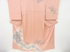 Art hand Auction ys7000137; Besuchskimono mit handbemalter Schachtel, Pfingstrosen- und Tempelpagodenmuster [recycelt] [tragbar], Damen-Kimono, Kimono, Besuchskleidung, Fertig