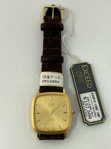 【M11】貴重 未使用品 CITIZEN EXCEED GOLD EAB74-1082 18K 750 無垢 3針 クォーツ メンズ腕時計 0330-T004083 動作品