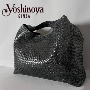 *1 jpy start * Ginza yo shino ya diamond python snake leather . leather knitting mesh tote bag handbag black black C67.