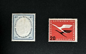 海外　切手　ドイツ　1955年　2点　【未使用】