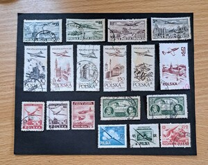 abroad stamp Poland 1933~78 year AIR POST other total 18 point [ used .]