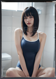 美女アートポスター　A4サイズイラストポスター かわいいセクシー写真　美乳美尻　ラミネート加工可能　463-1