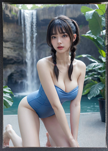 美女アートポスター　A4サイズイラストポスター かわいいセクシー写真　美乳美尻　ラミネート加工可能　487-72