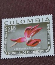 コロンビア　1972 第7回世界ラン会議　1完　花　植物　蘭　未使用糊あり　_画像3
