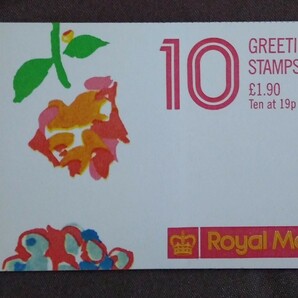イギリス 1989 挨拶 切手帳 キューピット 花 絵 糊あり の画像1