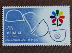 スペイン　 1986 国際平和年　1完 鳩　ハト　未使用　