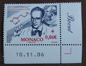 モナコ　2006 ダニエルボベツト　1完　薬理学者　有名人　ノーベル賞受賞者　科学者　未使用糊あり