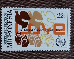 ミクロネシア　 1986 国際平和年　1種　鳩　ハト　未使用　