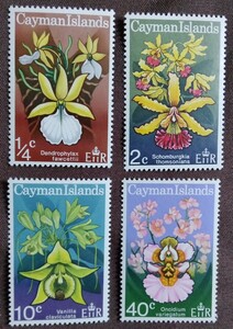 ケイマン諸島　1971 蘭　4完 植物 花　ラン　イギリス領　自然　未使用糊あり