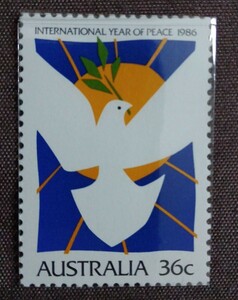  Australia 1986 international flat peace year 1 kind dove is to unused 