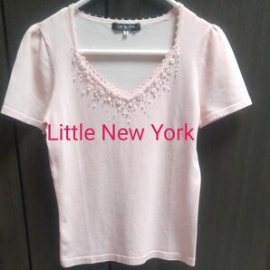 Little New York サマーニット 半袖 トップス ベビーピンク ビジュー S 