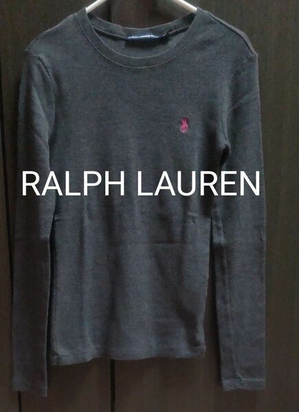 RALPH LAUREN レディース 長袖 厚手 Tシャツ XS(S～Mサイズ) ダークグレー 綿100%