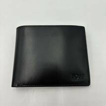 ＊ 新品 未使用 箱付き HUGO BOSS ヒューゴボス 本革 二つ折り 財布 10カード入れ 紳士財布 メンズ ウォレット 黒 BLACK_画像2