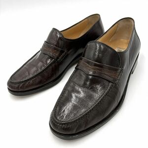 E ＊ イタリア製 '高級感溢れる' BRUNO MAGLI ブルーノマリ 本革 ローファー 革靴 US6.5 24.5cm メンズ 紳士靴 シューズ BROWN