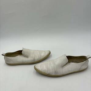 E ＊ 日本製 '高級感溢れる' COMME des GARCONS HOMME PLUS コムデギャルソン 本革 スリッポン 革靴 ローファー 紳士靴 メンズ シューズ 白の画像3