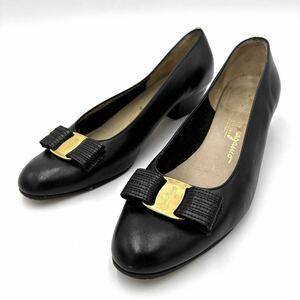 H ＊ イタリア製 '高級婦人靴' Salvatore Ferragamo サルヴァトーレフェラガモ 本革 ヴァラリボン ヒール / パンプス 6.5C 23.5cm 