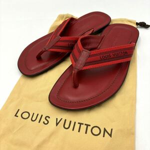 C ＊ 良品 保存袋付き イタリア製 '高級紳士靴' LOUIS VUITTON ルイヴィトン 本革 レザー サンダル 草履 ビーチサンダル US7 25cm メンズ