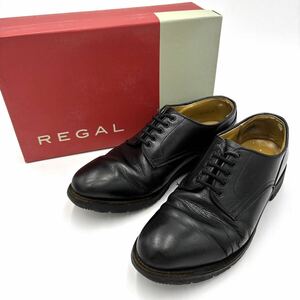 ＊ 箱付き '極上LEATHER使用' REGAL リーガル 本革 プレーントゥ 外羽根 ビジネスシューズ 革靴 24cm A メンズ 紳士靴 シューズ 黒