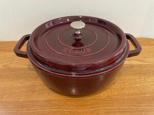 ストウブ STAUB ココット　ラウンド　26 シャロー　グレナディンレッド　希少 ホーロー鍋　