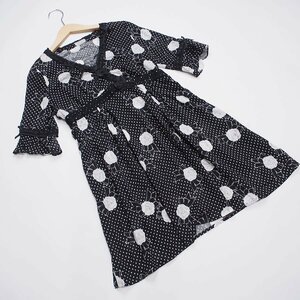 [ free shipping ] Ingeborg black dot turtle rear ribbon print tunic One-piece /11 number / trying on degree beautiful goods / made in Japan /E26-161