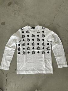 tricot COMME des GARCONS フロッキープリント 長袖 カットソー ホワイト トリココムデギャルソン ロンT