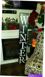 冬のスノーフレークポーチサイン素朴な木材垂直48 原始的な苦しめられたサインWinter Snowflake Porch Sign Rustic Wood Vertical 48 Pr