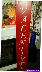 バレンタインデーの大きなポーチサイン素朴な木材垂直原始的な愛のサインValentine's Day Large Porch Sign Rustic Wood Vertical Primiti