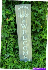 農家こんにちはウェルカムサインドア、ポーチ、アスストサイズの色の垂直サイン、Farmhouse Hello Welcome Sign Door, Porch, Asst Size C