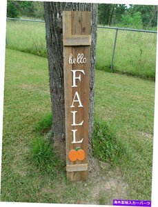 大きな木製のドアサインこんにちは秋のポーチカボチャの農家手作り5フィートx 8 Large Wood Door Sign HELLO FALL Porch Pumpkin Farmhou