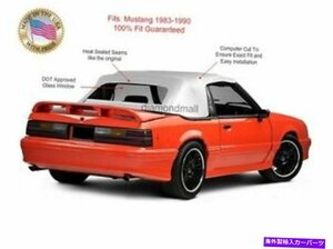 フォードマスタングコンバーチブルソフトトップトップ交換＆ガラスウィンドウホワイトビニール1983-90Ford Mustang Convertible Soft Top