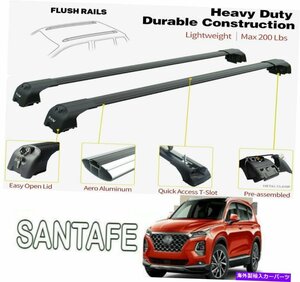 Hyundai Santafe XL 2018-2021ルーフラッククロスバー貨物運送業者ブラックセットにFits Hyundai Santafe XL 2018-2021 Roof Rack Cross B