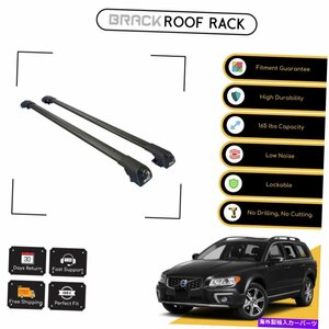 ボルボXC70 2008-2016ブラック用ブラックルーフラック荷物キャリアクロスバーBRACK Roof Rack Luggage Carrier Cross Bars For Volvo Xc70