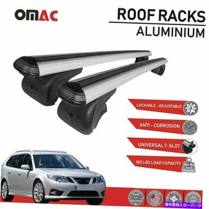 サーブ9-3スポーツコンビ2005-2011のルーフラッククロスバーキャリアレールシルバーRoof Rack Cross Bar Carrier Rails Silver for Saab 9