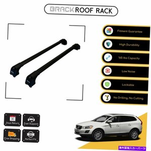 ボルボXC60 2008-2017ブラック用ブラックルーフラック荷物キャリアクロスバーBRACK Roof Rack Luggage Carrier Cross Bars For Volvo XC60