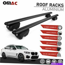 ブラックルーフレールラッククロスバーアルミニウム荷物キャリアに適合BMW X4 2019-2022Black Roof Rail Rack Cross Bars Aluminum Luggag_画像1