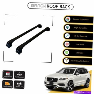 ボルボXC90 2015-2017ブラック用ブラックルーフラック荷物キャリアクロスバーBRACK Roof Rack Luggage Carrier Cross Bars For Volvo XC90