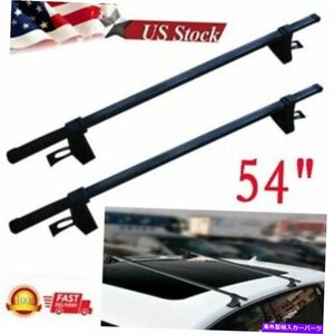 2x 54 スチールユニバーサルカールーフトップラックバー4ドアカーSUV用の荷物キャリア2X 54 Steel Universal Car Roof Top Rack Bars Lu