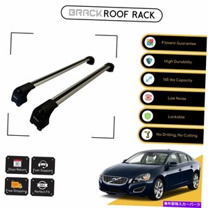 ブラックルーフラック荷物キャリアクロスバーボルボV60 2010-2013シルバーBRACK Roof Rack Luggage Carrier Cross Bars For Volvo V60 201