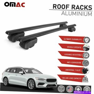 フィットボルボV60 2019-2022ブラックルーフレールラッククロスバーアルミ荷物キャリアFits Volvo V60 2019-2022 Black Roof Rail Rack Cr