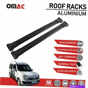 ルーフラッククロスバー荷物キャリアブラックルノーカングー2004-2008Roof Rack Cross Bars Luggage Carrier Black for Renault Kangoo 20