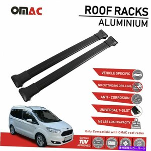 ルーフラッククロスバーキャリアレールブラックフォードトランジットトーナンクーリエ2014-18Roof Rack Cross Bar Carrier Rail Black for