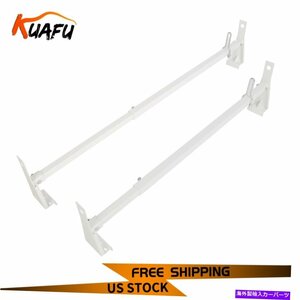 ユニバーサルホワイトバン2バーラダールーフラックスチールカーゴルーフバー調整可能Universal White Van 2 Bar Ladder Roof Rack Steel C