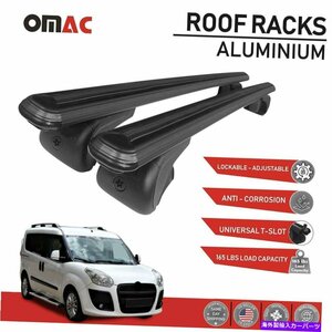 ルーフラッククロスバー荷物キャリアブラックアルミニウムフィットフィアットドブロ2010-2022Roof Rack Cross Bars Luggage Carrier Black