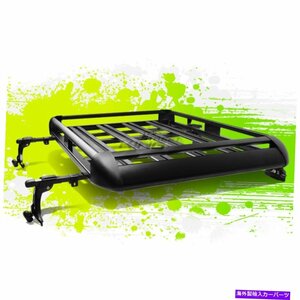 アルミニウムルーフラック荷物キャリアバスケット50 x 38カーゴボックス +クロスバーブラックAluminum Roof Rack Luggage Carrier Baske