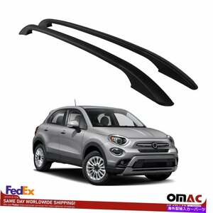 フィアット500x 2016-2022のためのトップルーフラックサイドレールバーAlu BlackTop Roof Rack Side Rails Bars Alu Black For Fiat 500X