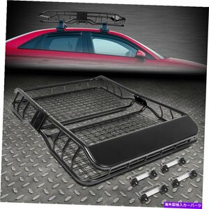 49 x 36軟鋼ルーフラックトップカーゴ荷物キャリアバスケット+風のフェアリングブラック49X 36MILD STEEL ROOF RACK TOP CARGO LUGGAG