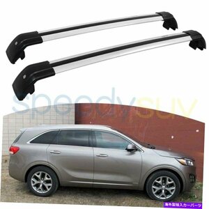 米国ストック2 PCS Kia Sorento 2016-2020ルーフラックレール用シルバークロスバーUS Stock 2 PCS Silver Cross Bars for KIA Sorento 201