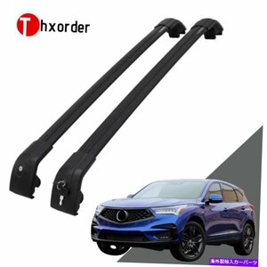 ルーフラックサイドレールブラッククロスバーACURA RDX 2019 2020 2021 2022に適していますRoof Rack Side Rail Black Cross Bar Fit for