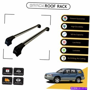 ブラックルーフラック荷物キャリアスバルフォレスターのためのクロスバー2002-2008シルバーBRACK Roof Rack Luggage Carrier Cross Bars F