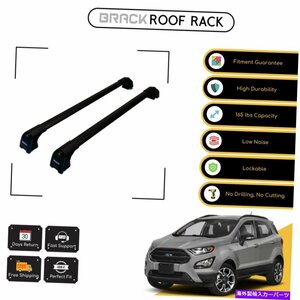 Ford Ecosport 2016のブラックルーフラック荷物キャリアクロスバー - ブラックアップBRACK Roof Rack Luggage Carrier Cross Bars For For